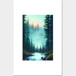 Crystal Clear Water Nature Forest Landscape Posters and Art